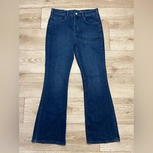 Pilcro Icon Flare High Rise Jeans Women’s 31 Button Fly Full Length Dark Blue